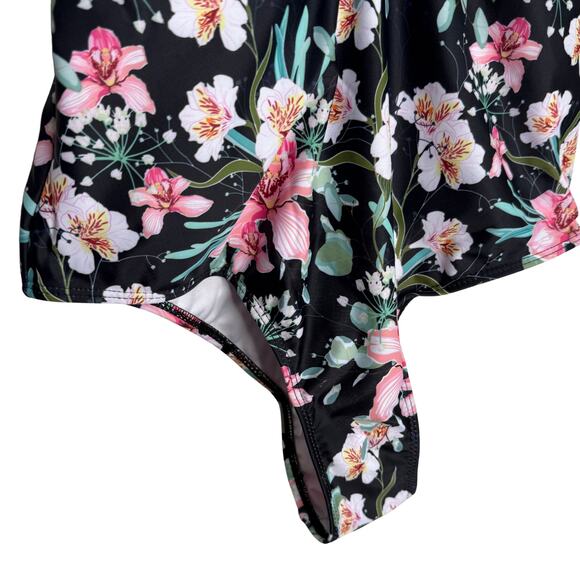 PatPat Floral Ruffle Sleeve Front Keyhole Cutout One-Piece Swimsuit Size Small - Picture 6 of 12